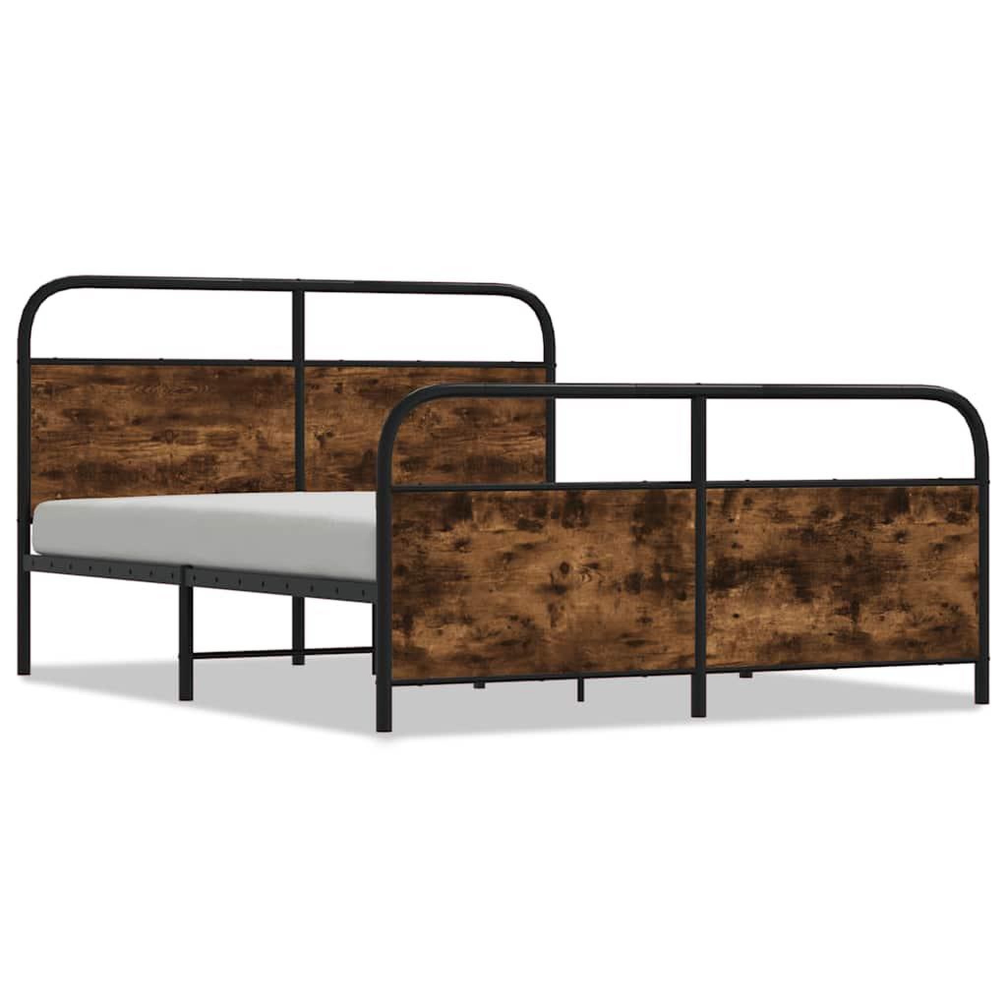 Voir la diapositive 2 : VIDAXL Cadre de lit en metal sans matelas chene fume 160x200 cm