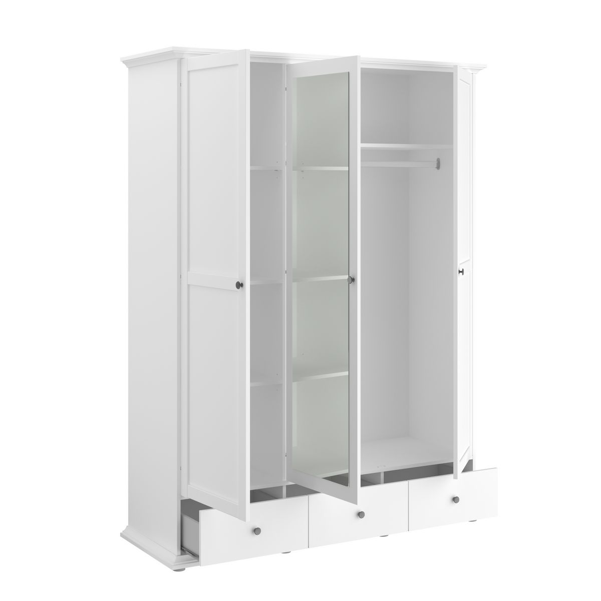 Armoire 3 portes 2 tiroirs L152cm NESRINE