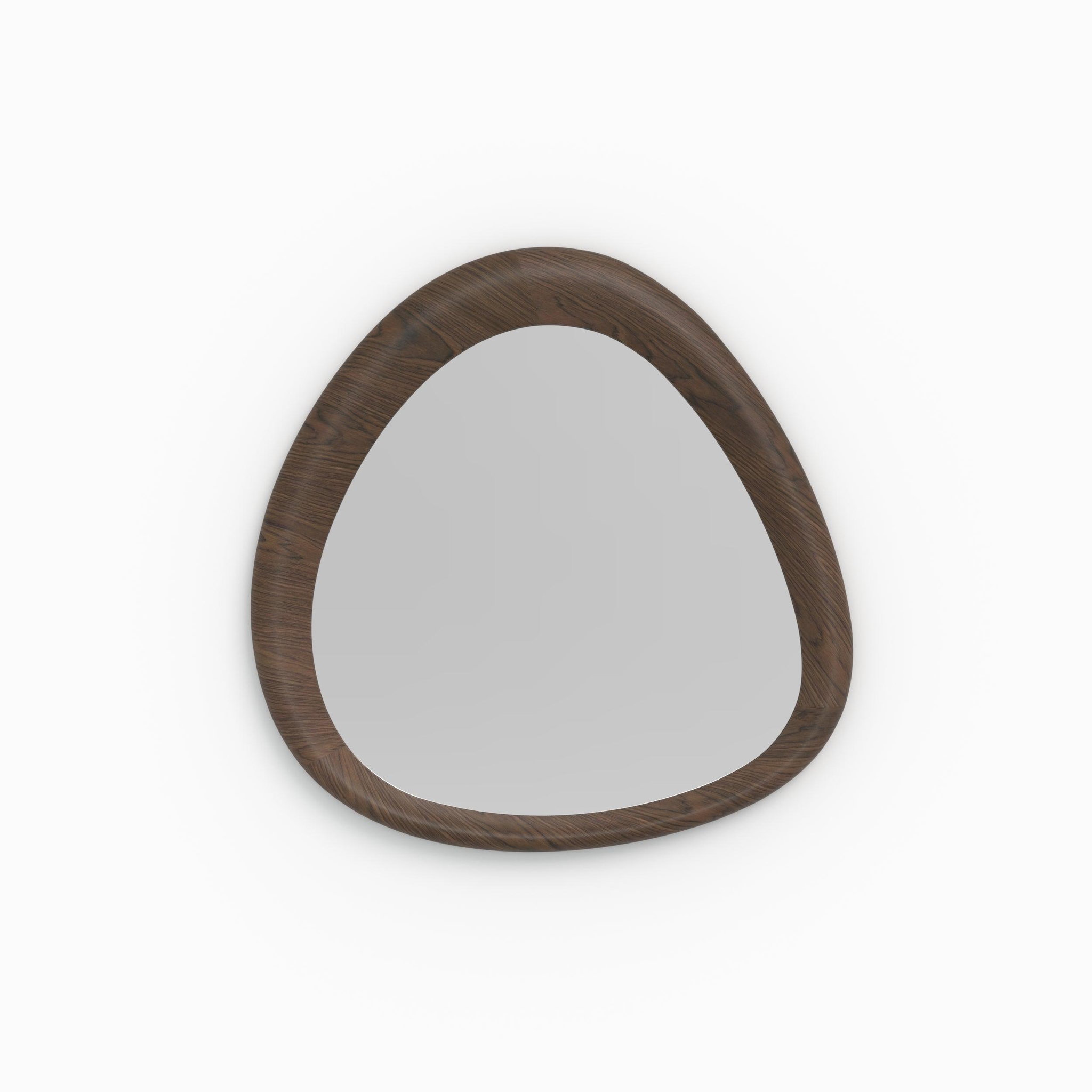 MAISON PAVANE Miroir organique en placage noyer, D100 cm-Yoko