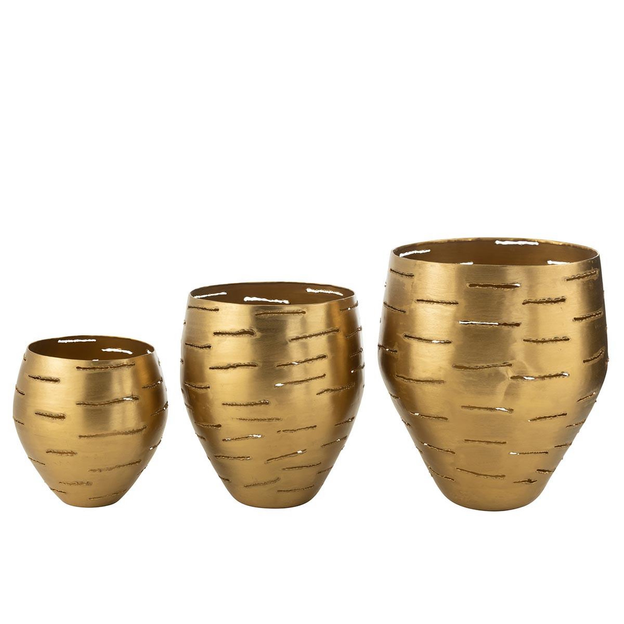 Voir la diapositive 2 : J-LINE Lot de 3 photophores en métal  wilburn  52cm or