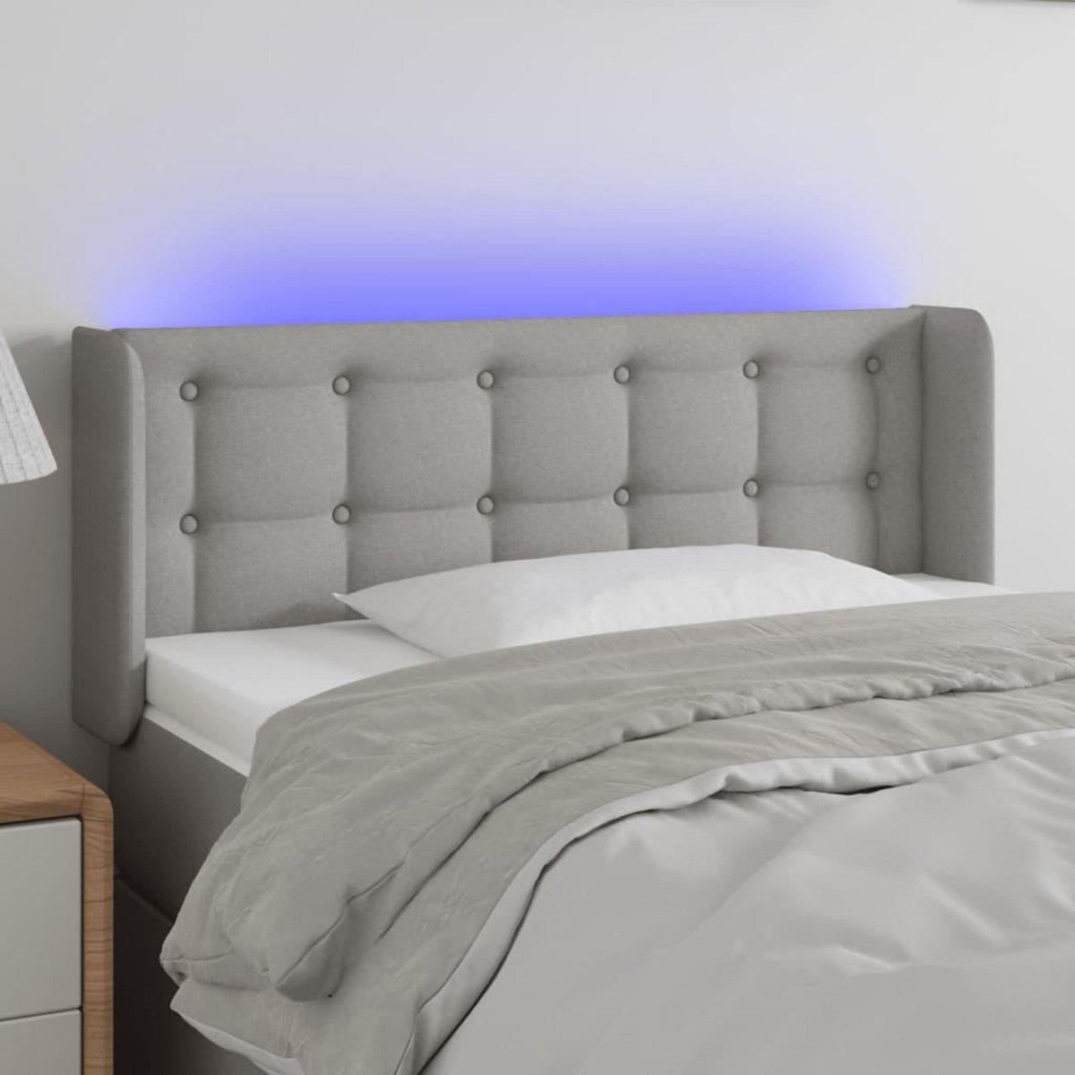 VIDAXL Tete de lit a LED Gris clair 83x16x78/88 cm Tissu