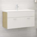 VIDAXL Armoire d'evier et lavabo integre Blanc/chene sonoma Agglomere