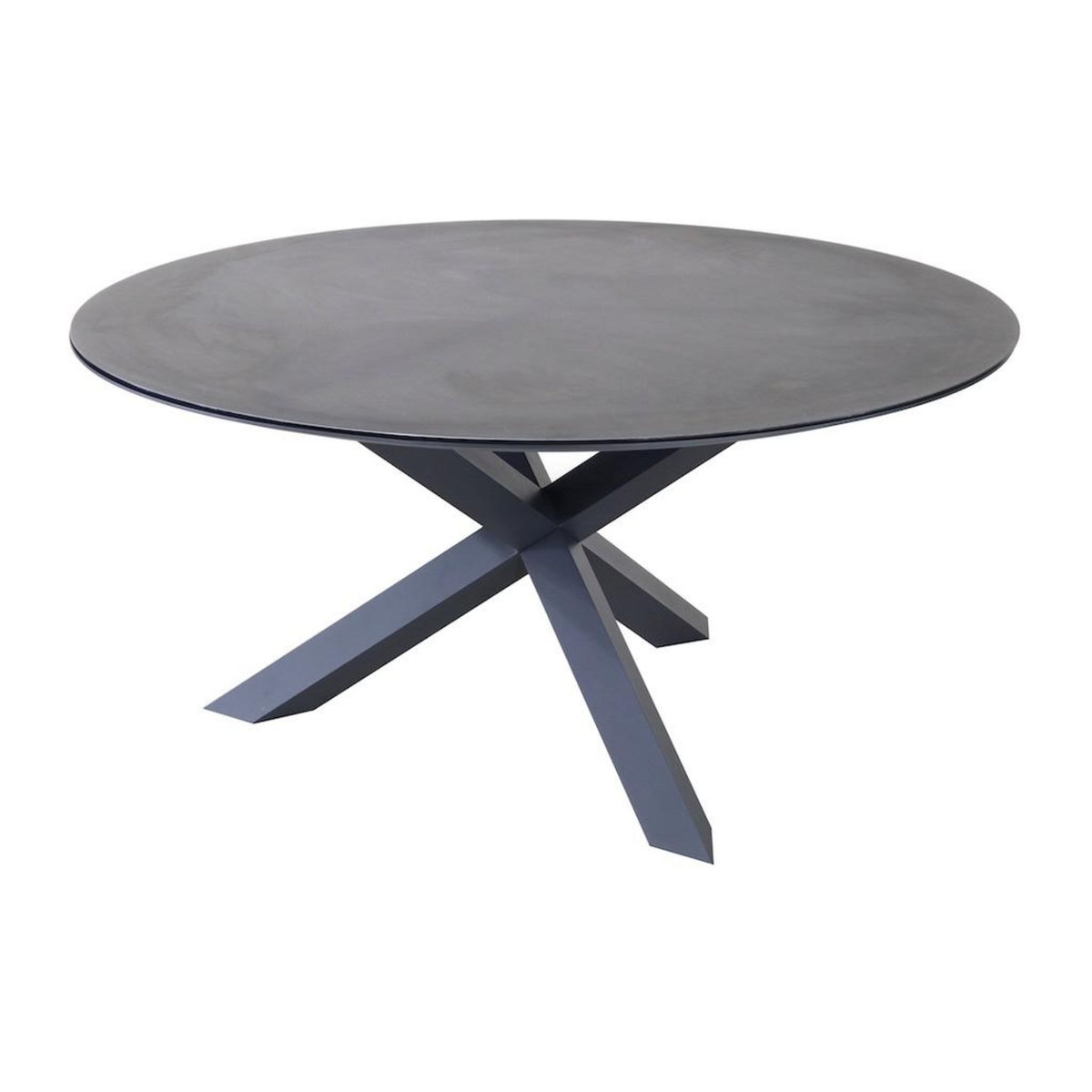 Proloisirs Table fixe - ROTONDA - Aluminium époxy graphite - Plateau verre trempé 3D print look pierre - 150 cm