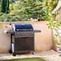 Voir la diapositive 2 : SWEEEK Barbecue au gaz Edmond noir - 5 brûleurs + 1 feu latéral. avec thermomètre. L 132x P62 x H143 cm