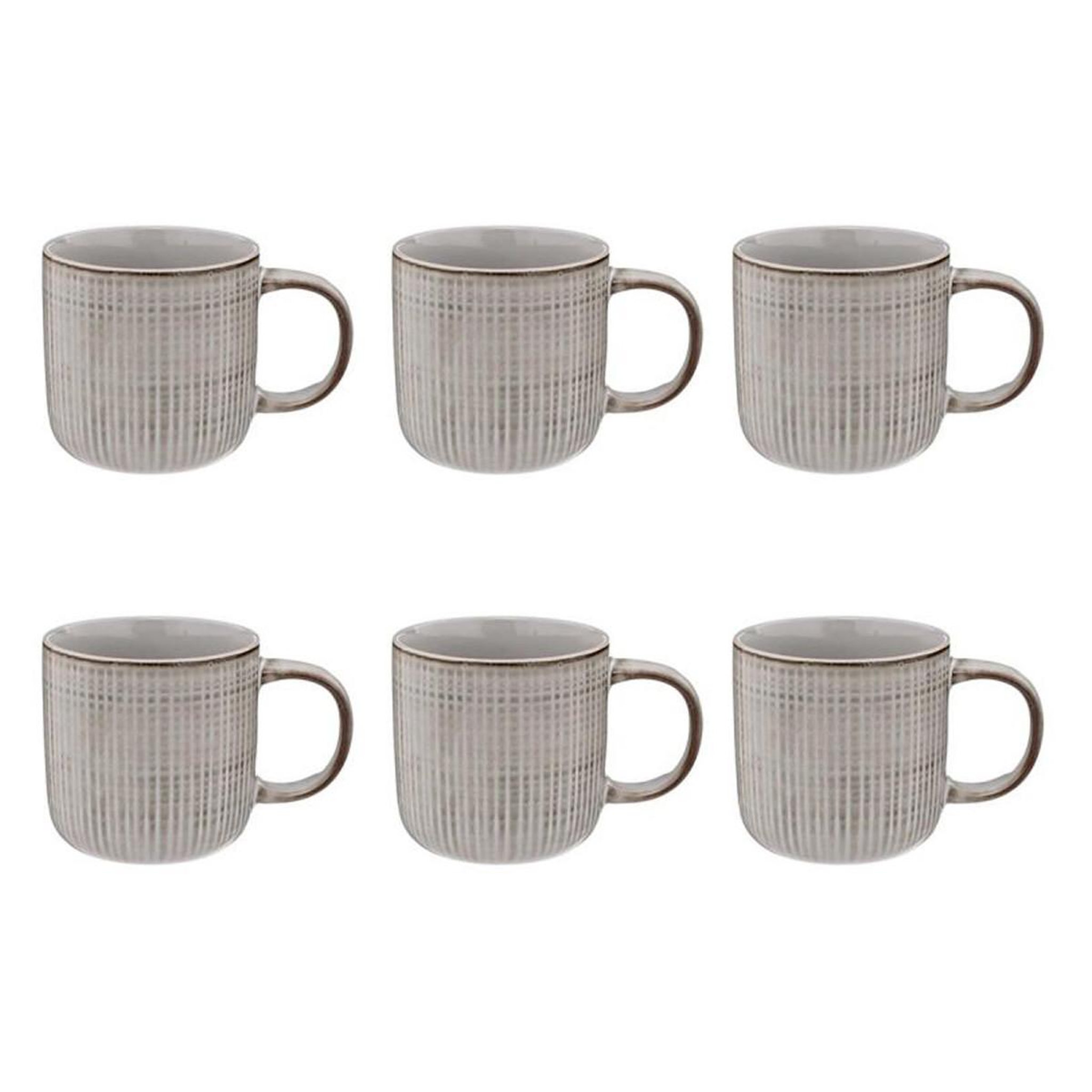 Voir la diapositive 1 : SECRET DE GOURMET Lot de 6 mugs en faïence  sarah  35cl gris