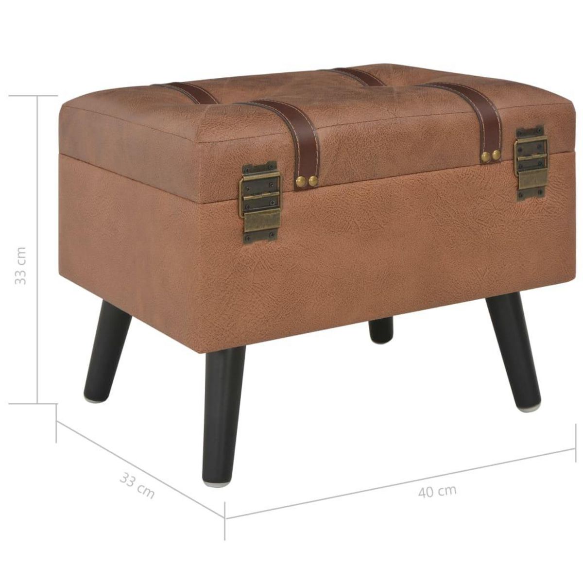 VIDAXL Tabouret de rangement 40 cm Marron Similicuir