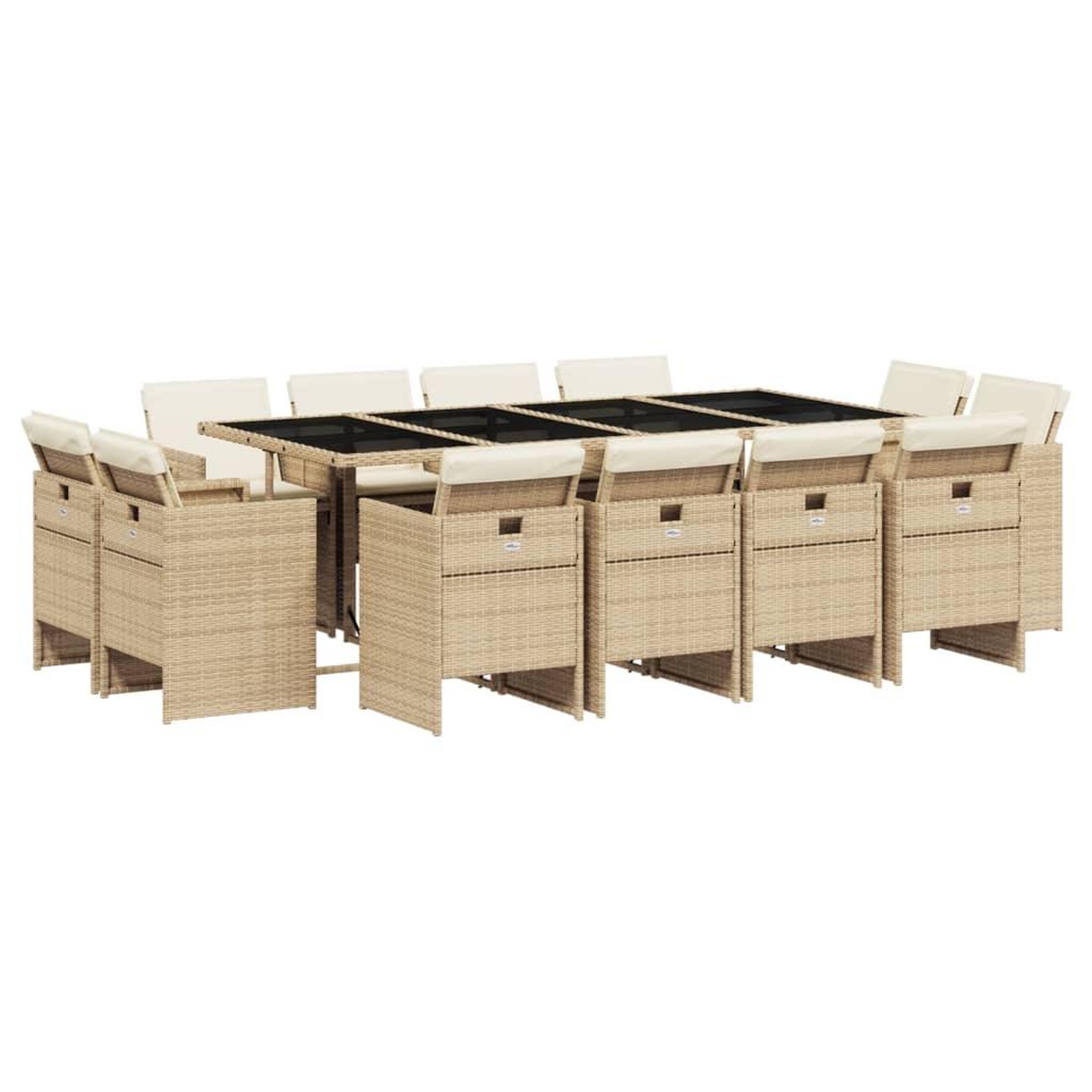Voir la diapositive 2 : VIDAXL Ensemble a manger de jardin et coussins 13 pcs beige