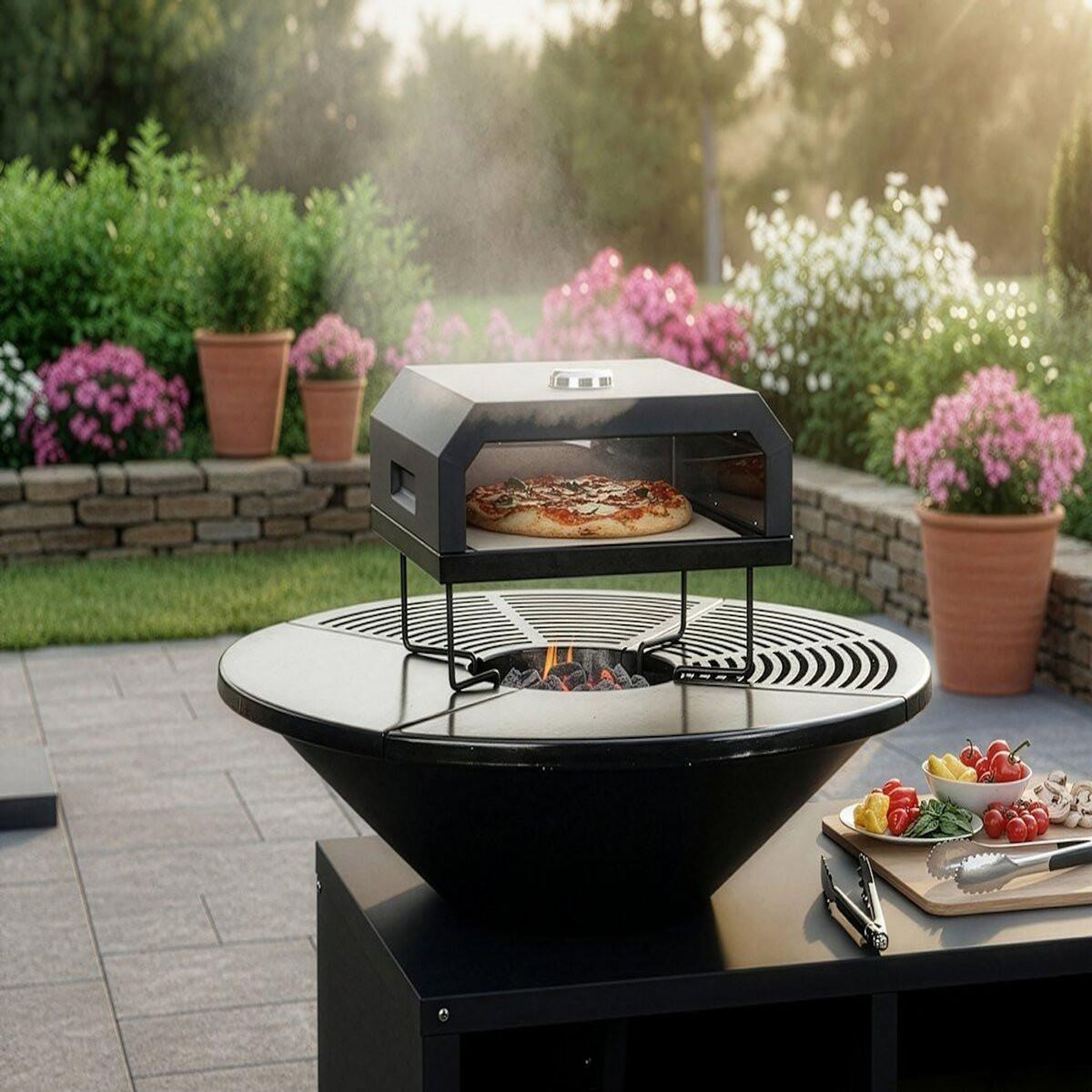 Habitat et Jardin Four à pizza pour barbecue  Pizzello  - 40 x 35 x 28 cm - Noir