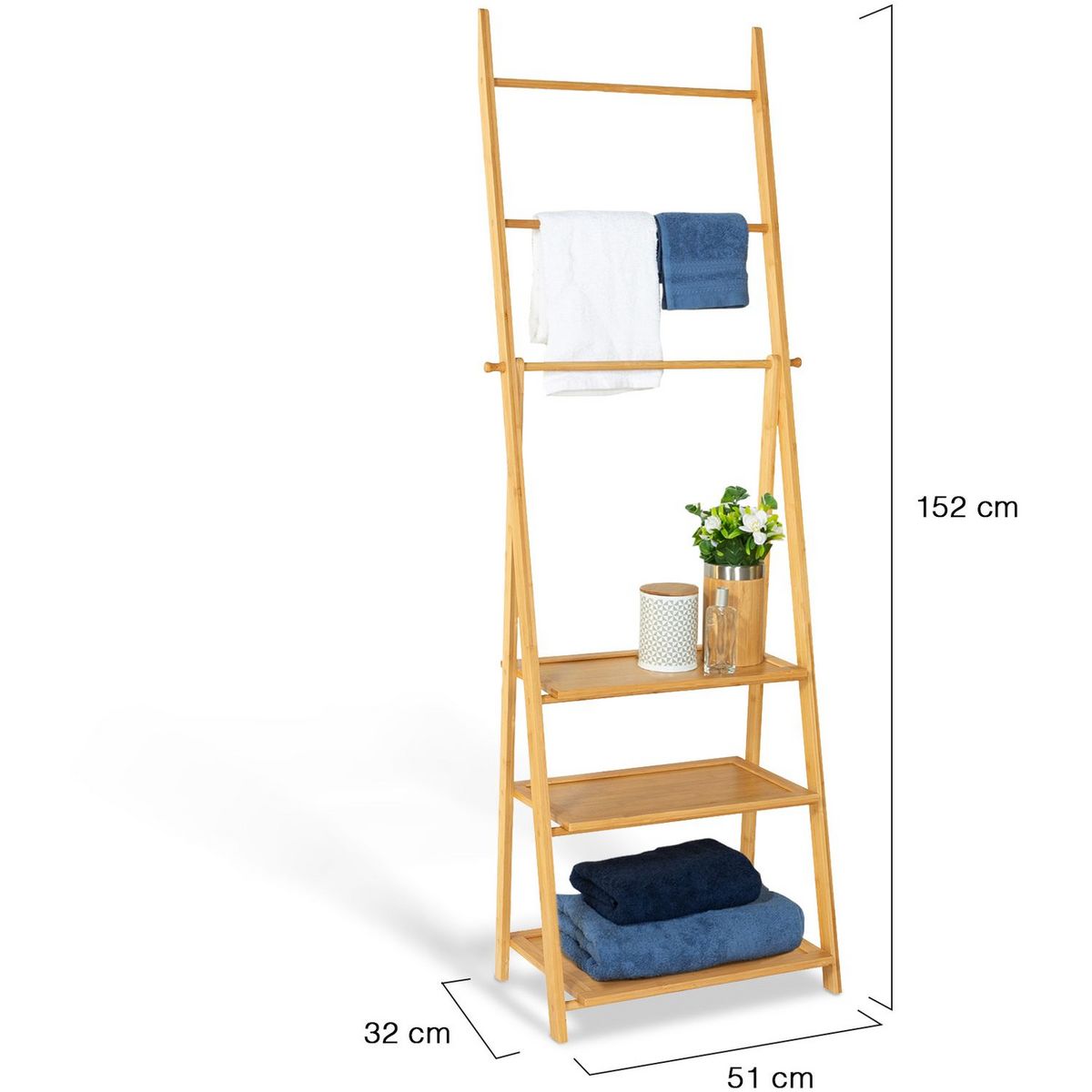 Porte serviettes pliable 3 étagères en bambou MAOA