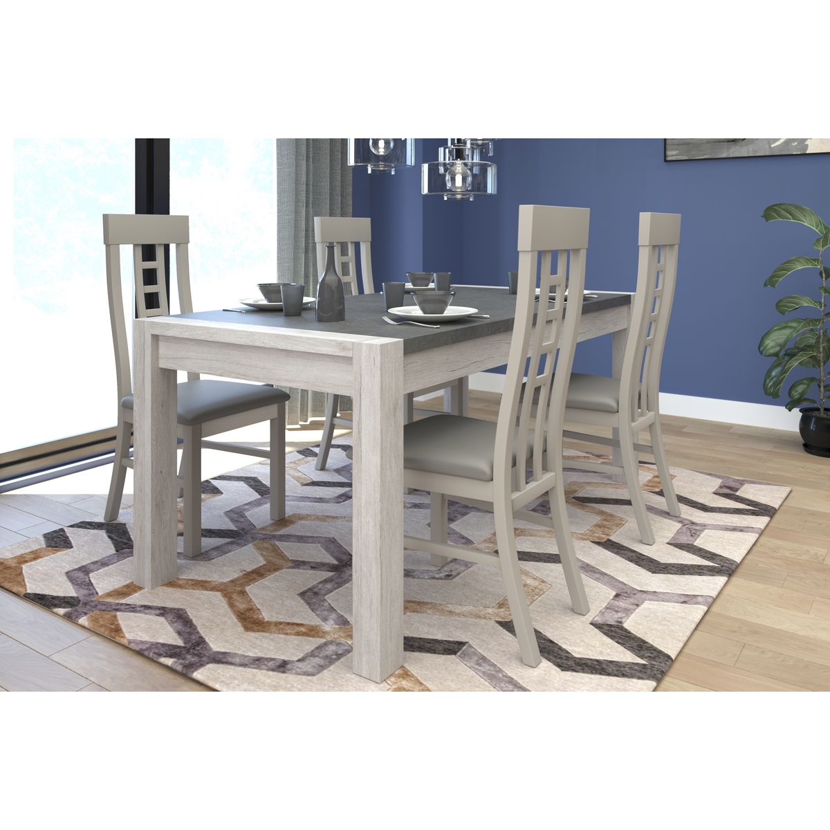 Lot de 2 chaises de séjour salle à manger L46 x H109 x P54cm MEL