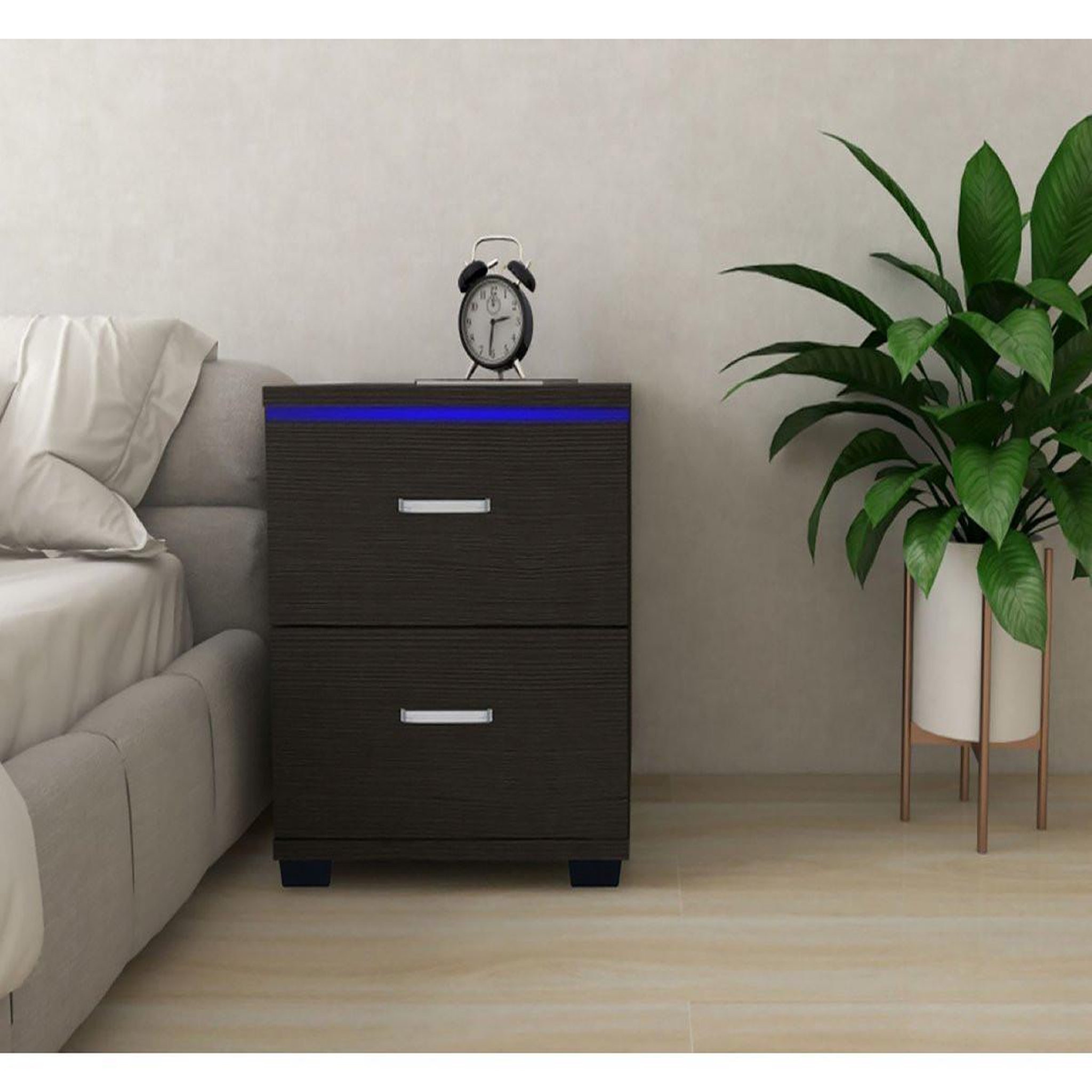 Voir la diapositive 2 : Habitat et Jardin Chevet led  karina  - 41 x 38 x 41.5 cm - noir