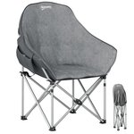 OUTSUNNY Chaise de camping pliante rembourrée revêtement toucher daim grand confort rangements sac inclus gris