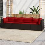 VIDAXL Salon de jardin 4 pcs avec coussins Marron Resine tressee