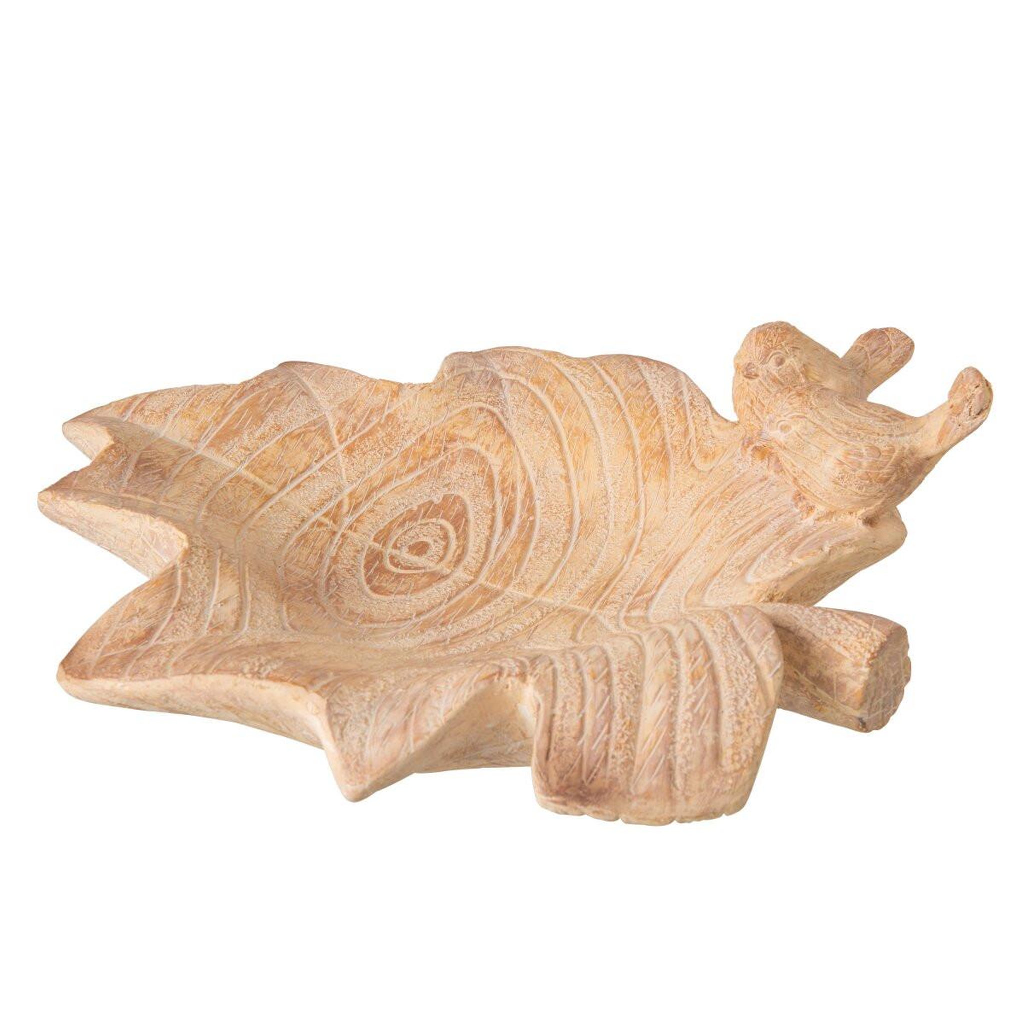 Voir la diapositive 2 : J-LINE Coupelle déco feuille  bérénice  39cm beige