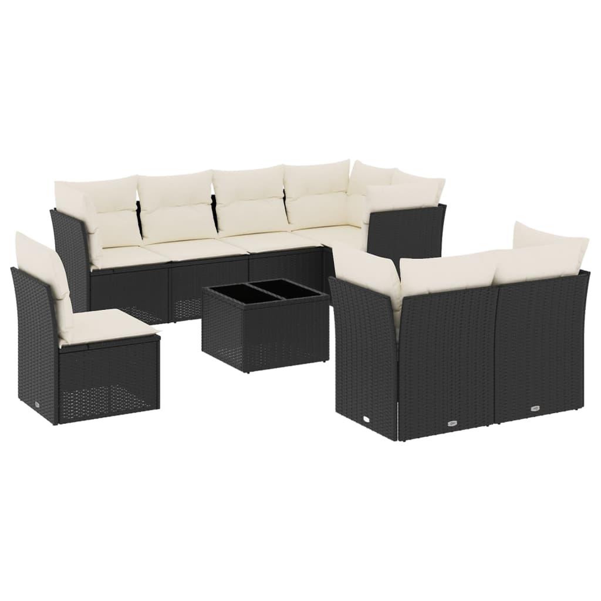 Voir la diapositive 2 : VIDAXL Salon de jardin 9 pcs avec coussins noir resine tressee