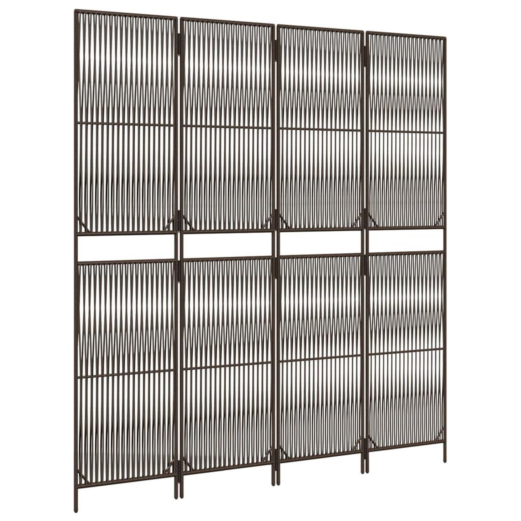 Voir la diapositive 4 : VIDAXL Cloison de separation 4 panneaux marron resine tressee