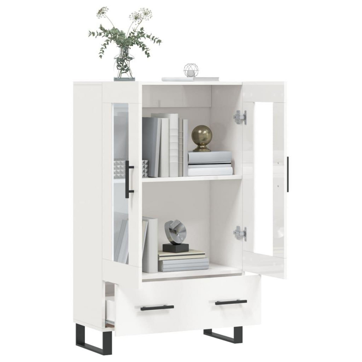 VIDAXL Buffet haut blanc brillant 69,5x31x115 cm bois d'ingenierie
