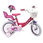 Voir la diapositive 1 : Disney Minnie Vélo enfant - Modèle 14'' Minnie + Casque pour enfant de 95/110 cm avec stabilisateurs - Panier avant - Porte poupée arrière - 2 freins et pneus gonflables