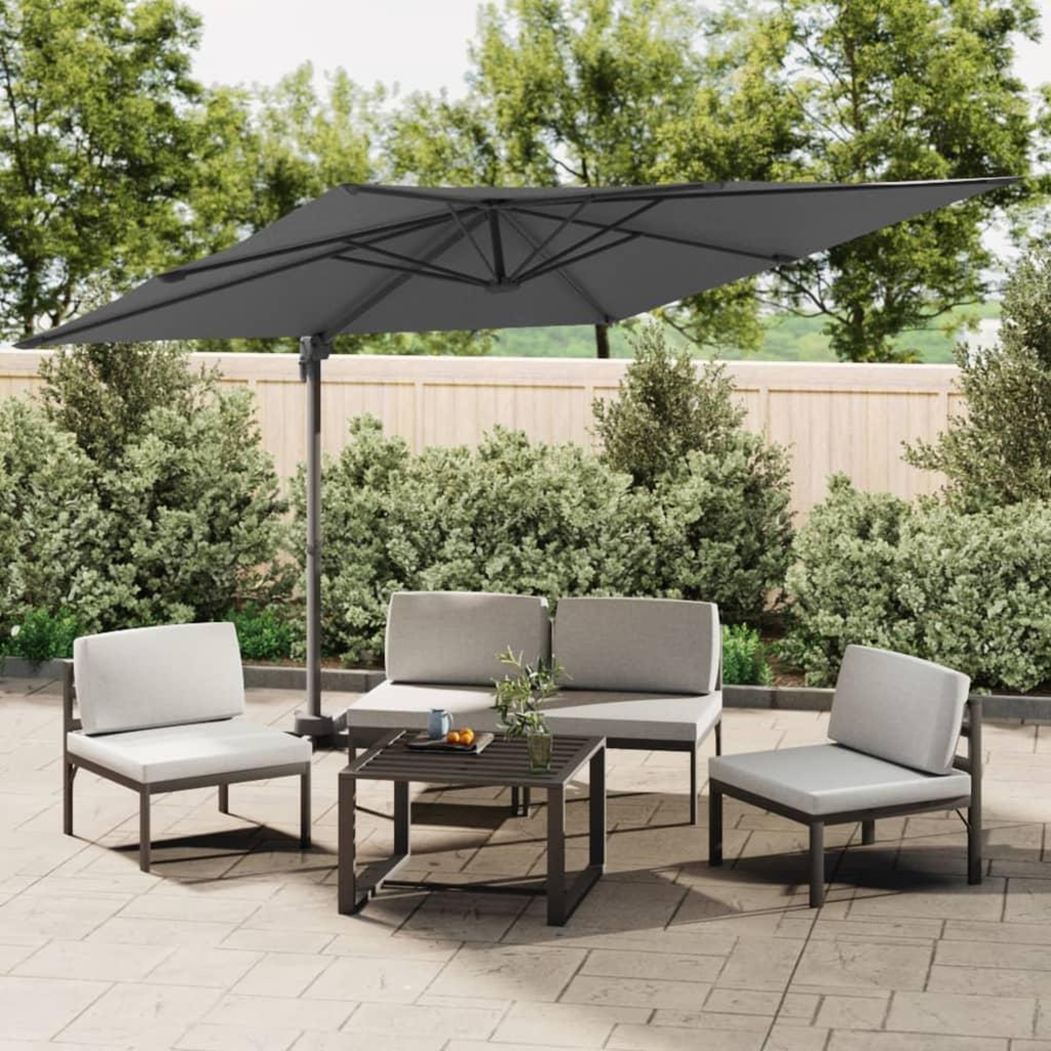Voir la diapositive 1 : VIDAXL Parasol de jardin en porte-a-faux avec mat en aluminium