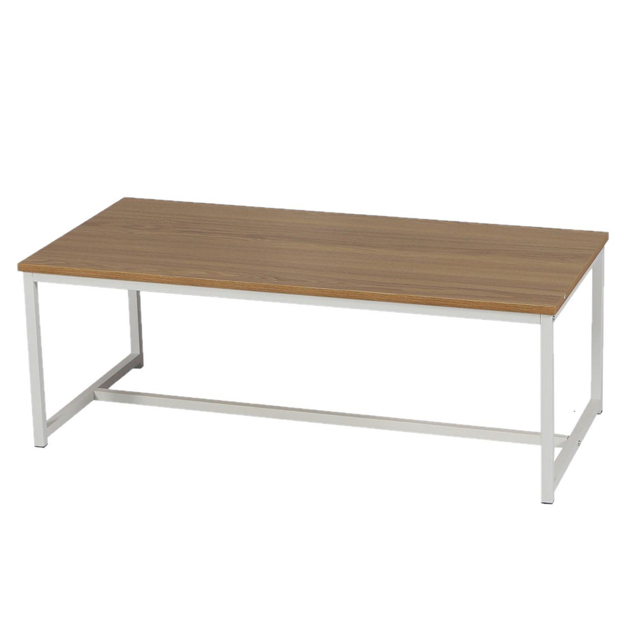 TOILINUX Banc d'intérieur casa blanca en panneaux de particules et métal - h.46cm x l.120 cm - beige et blanc