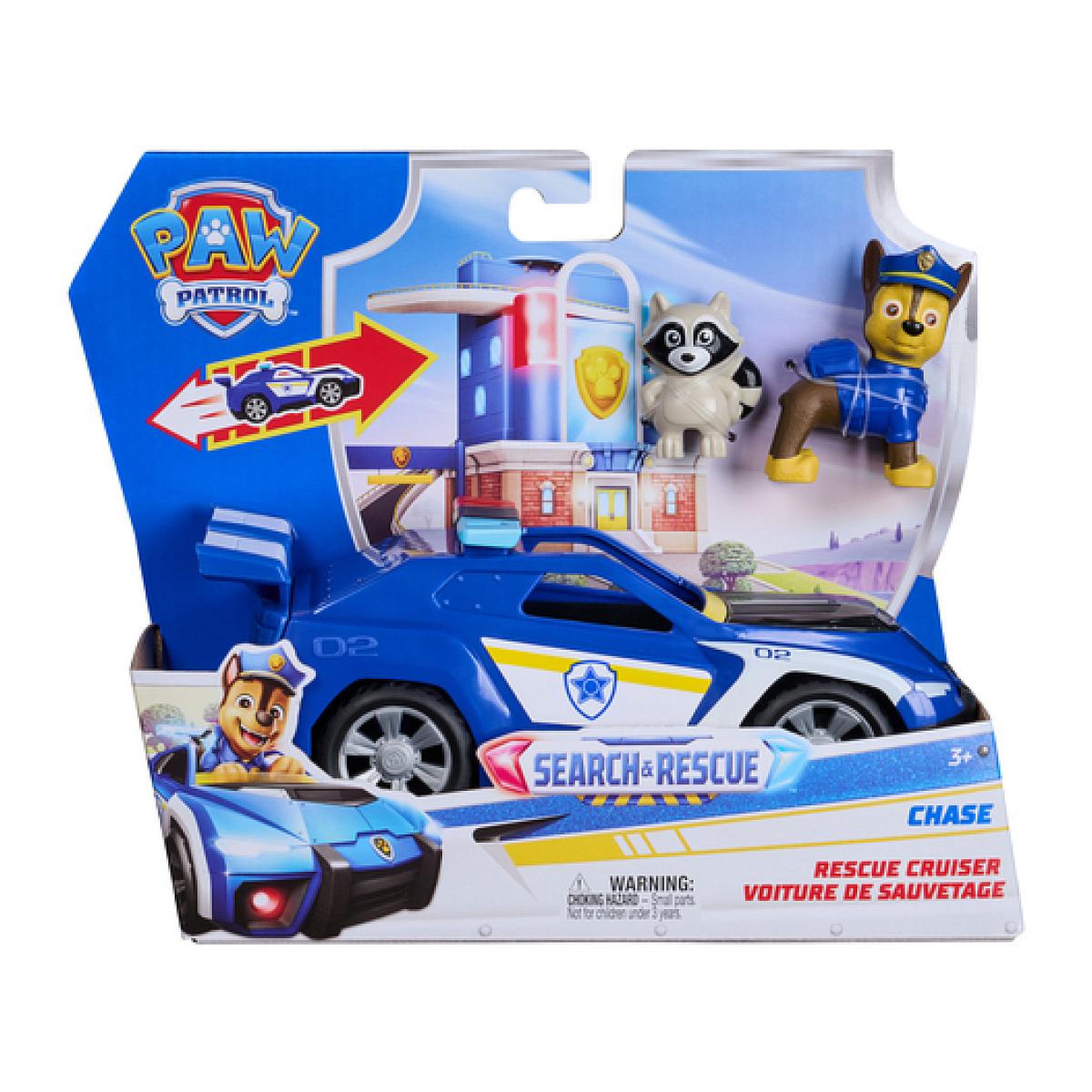 Voir la diapositive 2 : SpinMaster Pat Patrouille - Vehicule Figurine Chase et raton laveur - Search and Rescue Mission Detectives