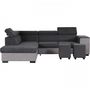 Voir la diapositive 4 : MARKET24 Canapé d'angle gauche convertible + coffre 5 places - Tissu gris - L 271 x P 220 x H 77 cm - ARMSTRONG - Fabriqué en Ukraine