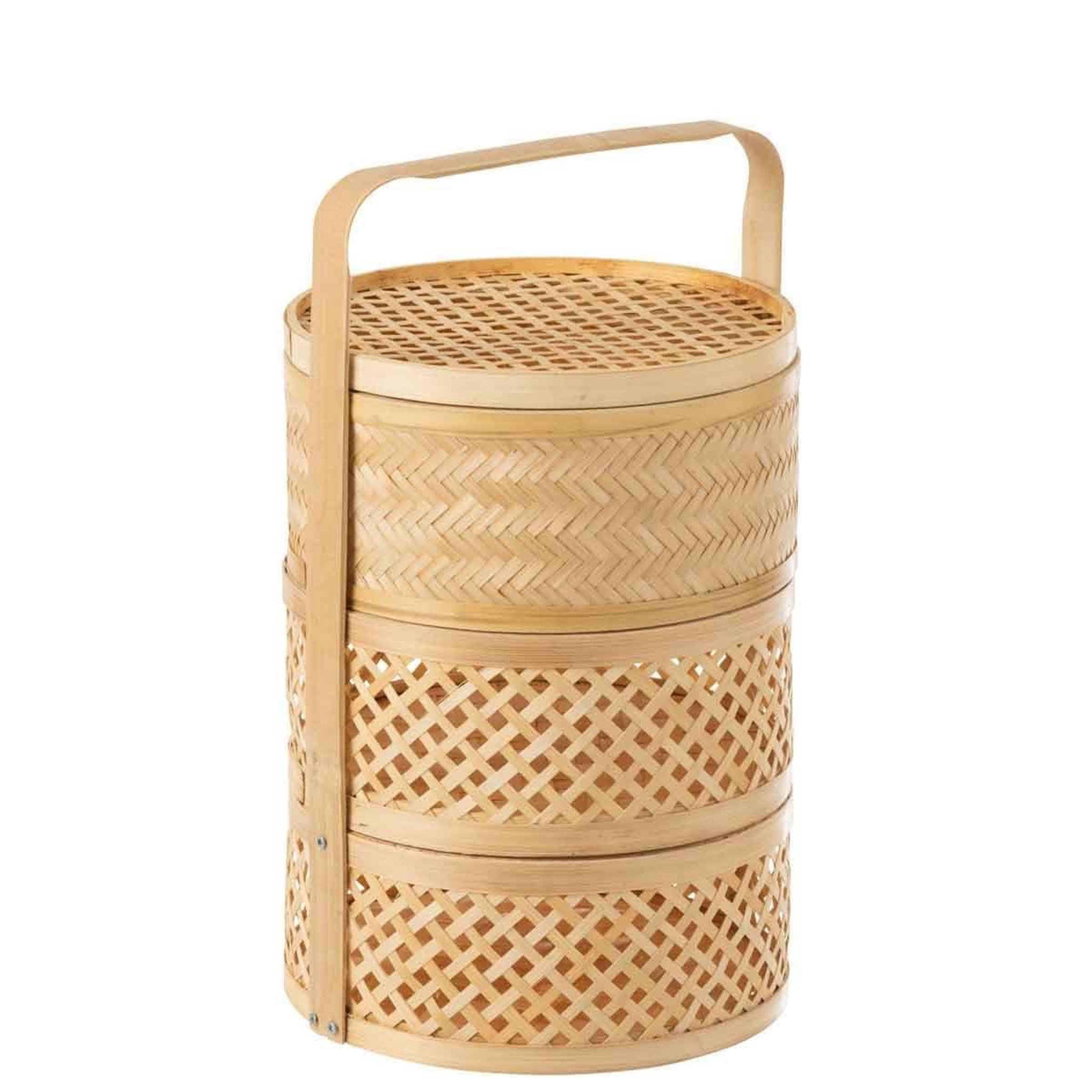Voir la diapositive 1 : J-LINE Panier de rangement 3 niveaux  evi  30cm naturel