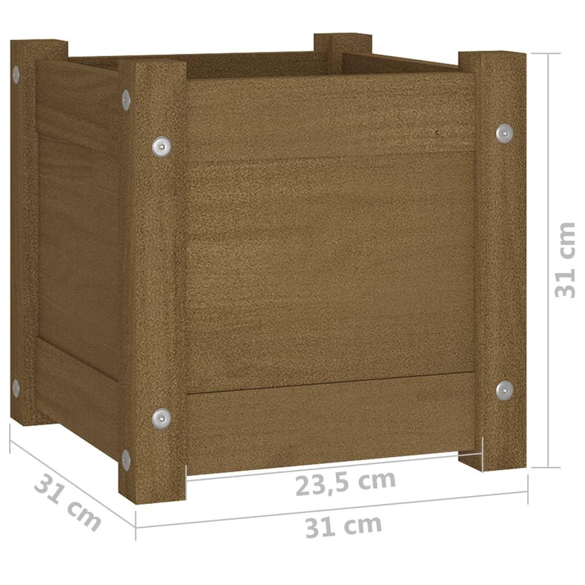 Voir la diapositive 6 : VIDAXL Jardinieres d'exterieur 2pcs Marron miel 31x31x31cm Bois de pin