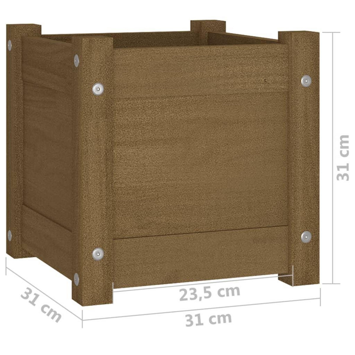 VIDAXL Jardinieres d'exterieur 2pcs Marron miel 31x31x31cm Bois de pin
