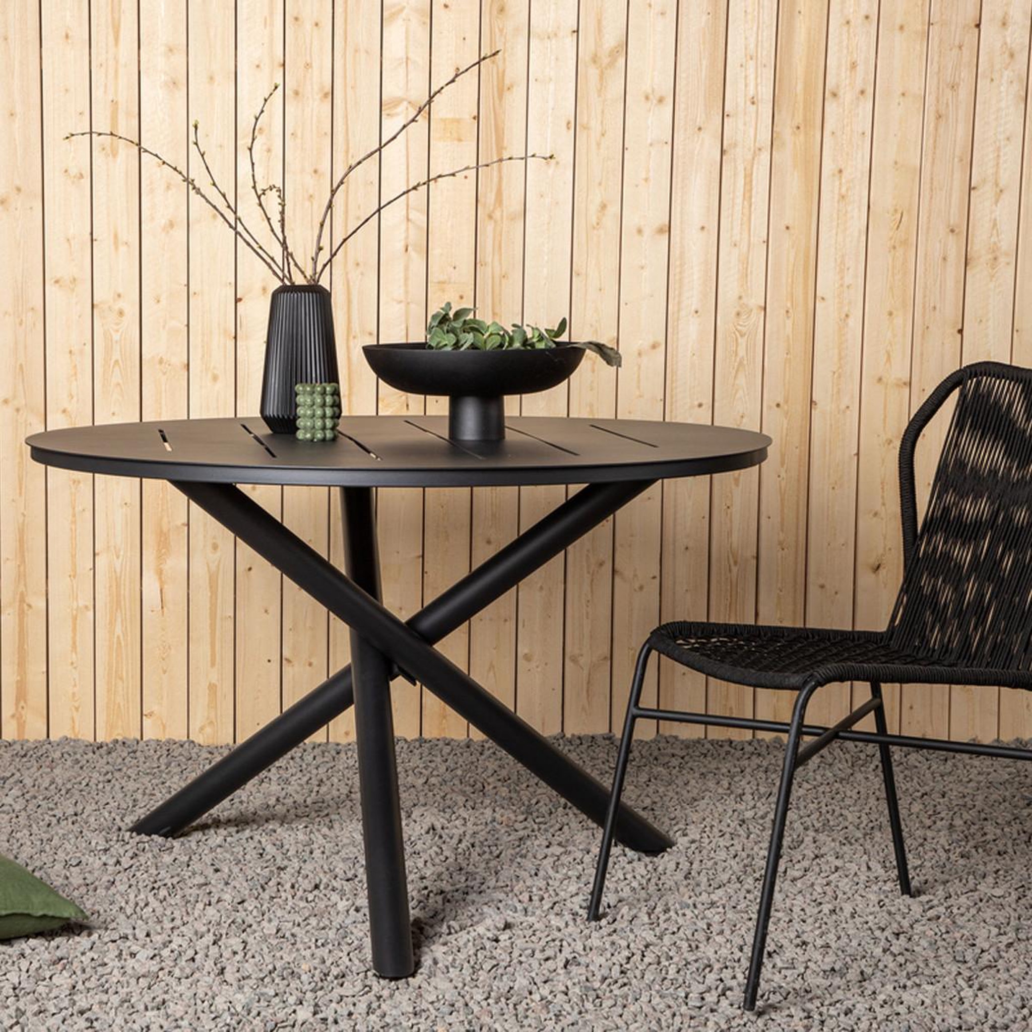 Voir la diapositive 3 : Paris Prix Table de Jardin Ronde  Alma  120cm Noir