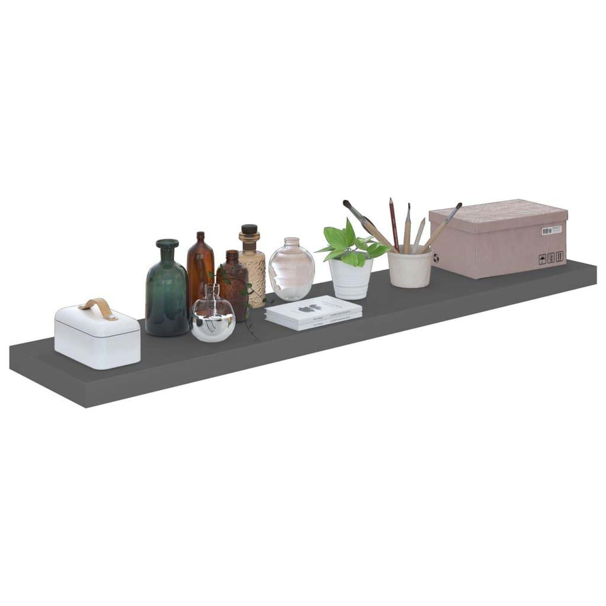 Voir la diapositive 3 : VIDAXL Etagere murale flottante Gris brillant 120x23,5x3,8 cm MDF
