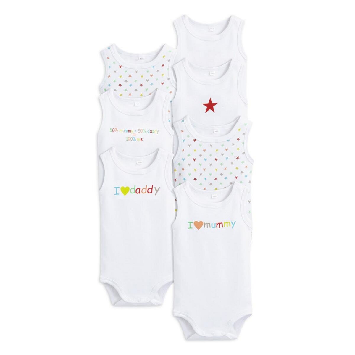 IN EXTENSO Lot de 7 Bodies sans manches bébé