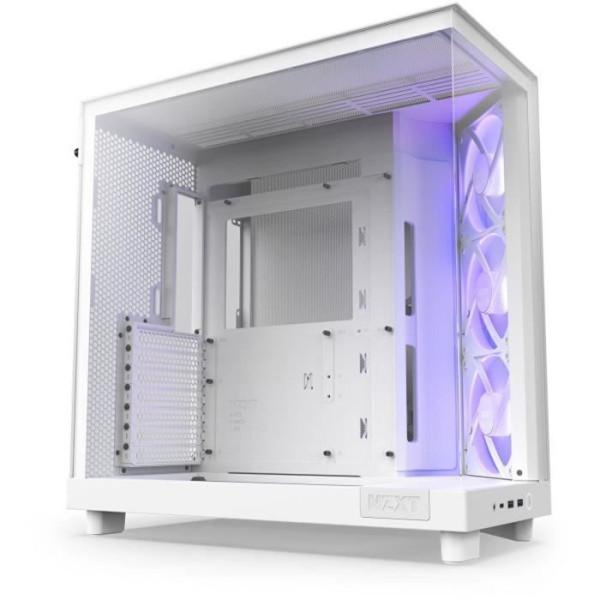 Voir la diapositive 3 : NZXT Boitier moyen-tour - nzxt - h6 flow rgb - double chambre - ventilateurs rgb inclus - blanc