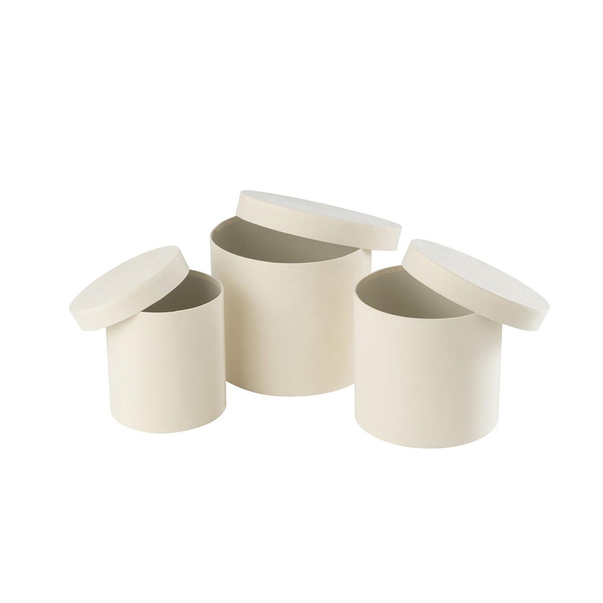 Voir la diapositive 3 : J-LINE Lot de 3 boîtes de rangement rondes  vaughn  27cm blanc