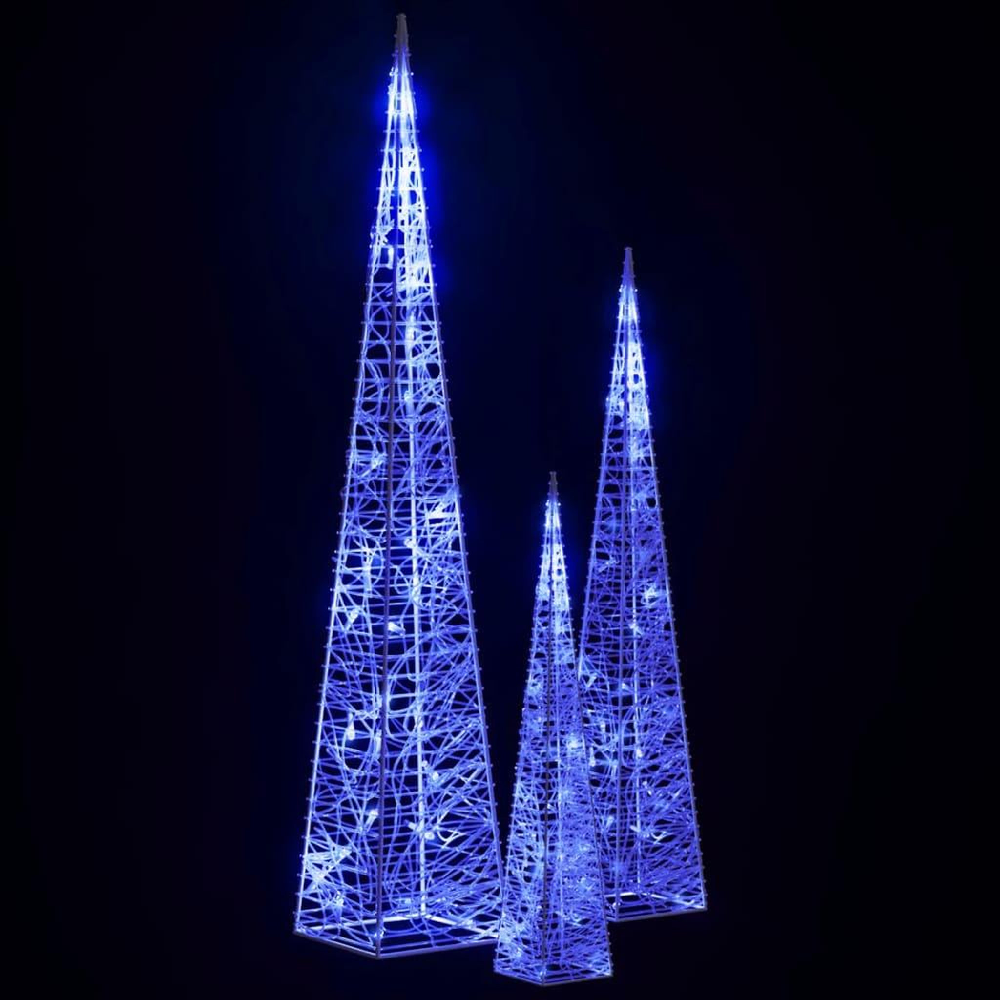 Voir la diapositive 4 : VIDAXL Jeu de cones lumineux a LED Acrylique Bleu 30/45/60 cm