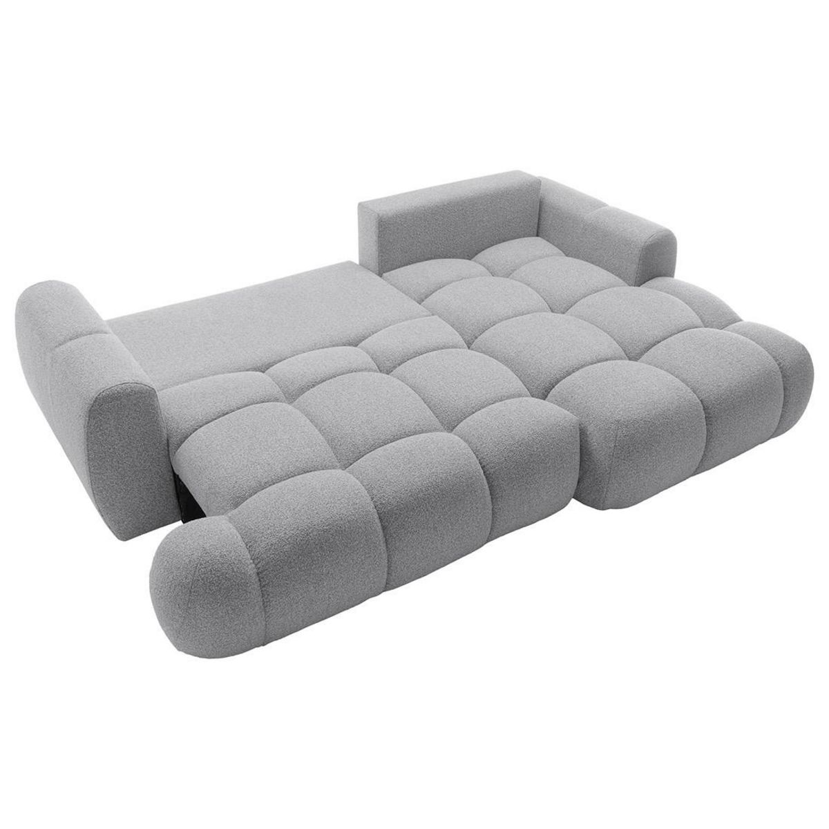 BEST MOBILIER Yulin - canapé d'angle droit 4 places convertible avec coffre en tissu bouclette