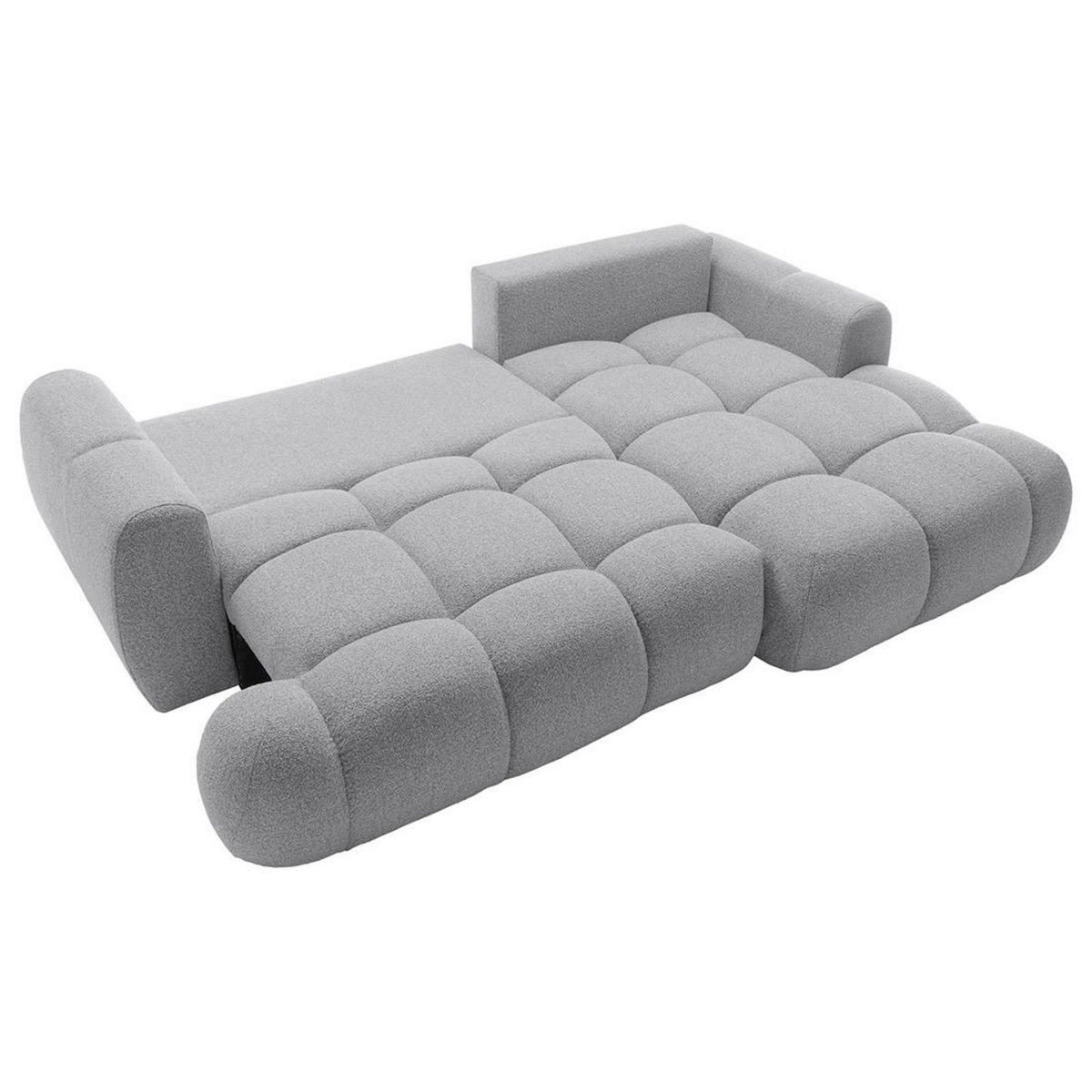 BEST MOBILIER Yulin - canapé d'angle droit 4 places convertible avec coffre en tissu bouclette