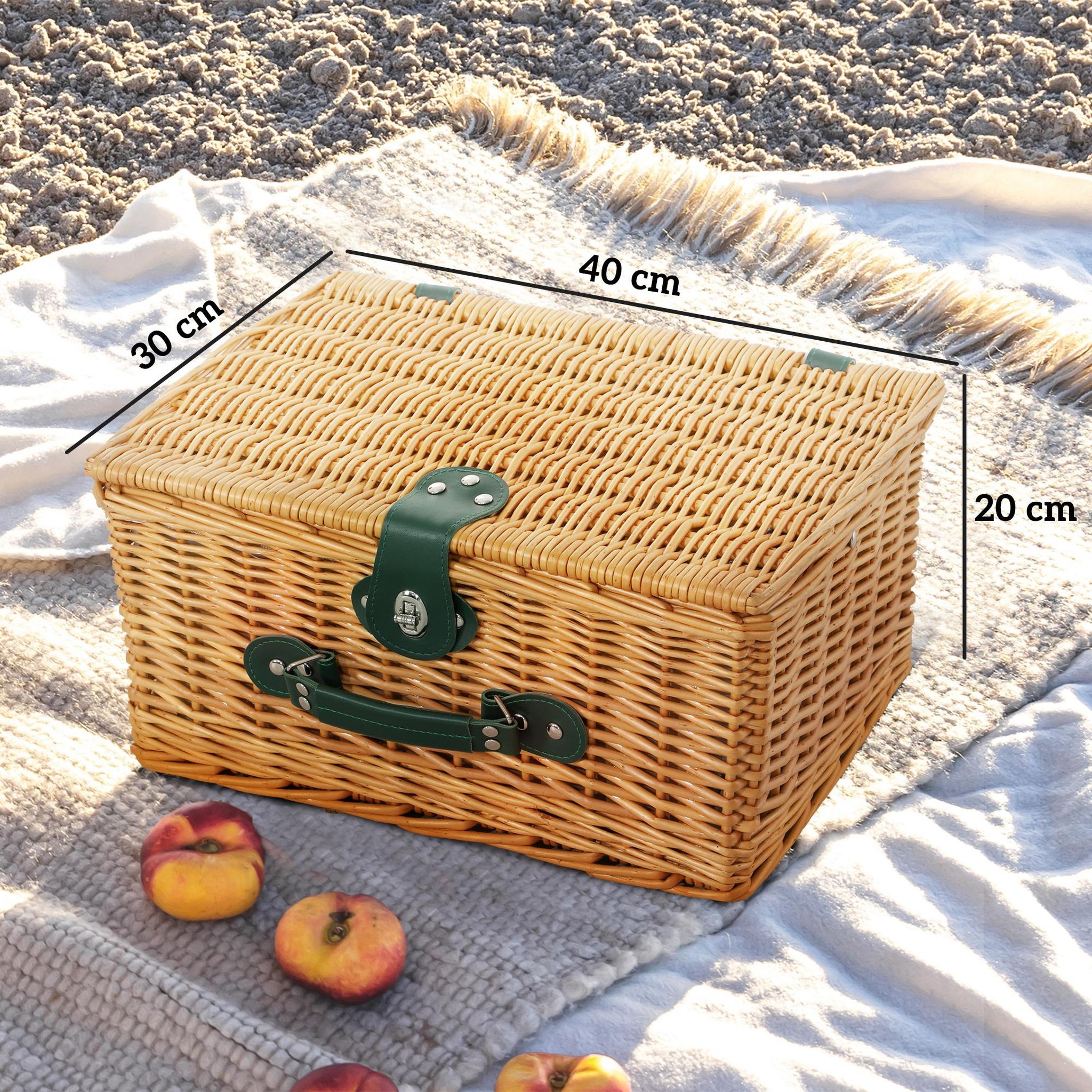 Voir la diapositive 3 : OUTSUNNY Panier de pique-nique en osier ensemble panier pique-nique 2 personnes avec compartiment isotherme et accessoires