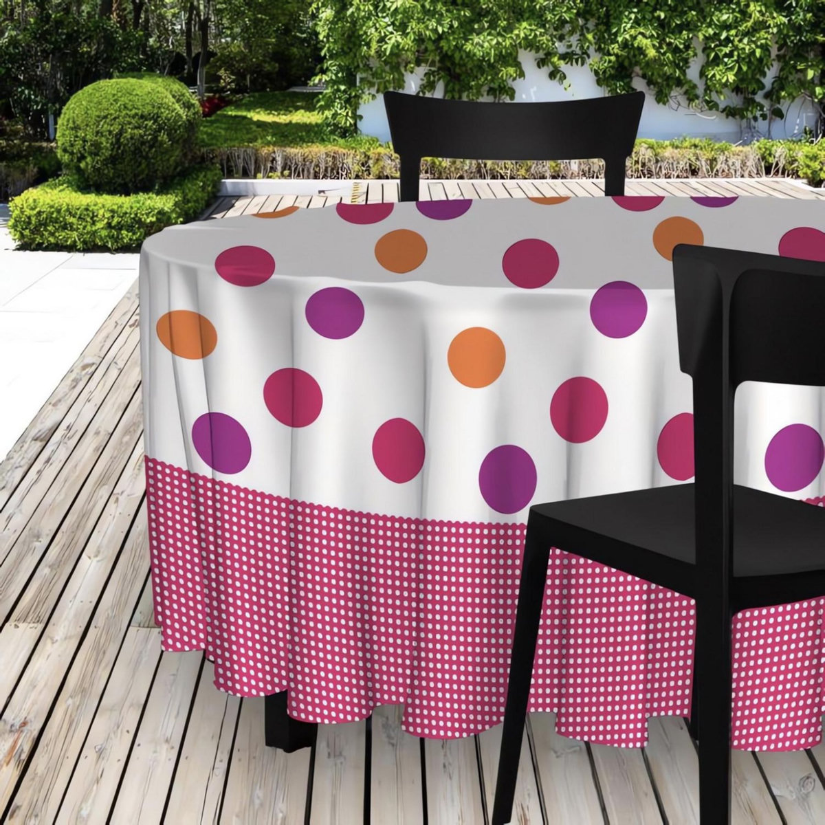 SOLEIL D'OCRE Nappe toile cirée ronde D.160 cm POPGUM rose