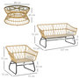 Voir la diapositive 3 : OUTSUNNY Salon de jardin 4 places 4 pièces 7 coussins inclus acier époxy résine tressée beige