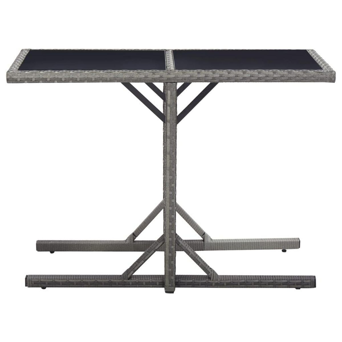 VIDAXL Table de jardin Anthracite 110x53x72 cm Verre et resine tressee