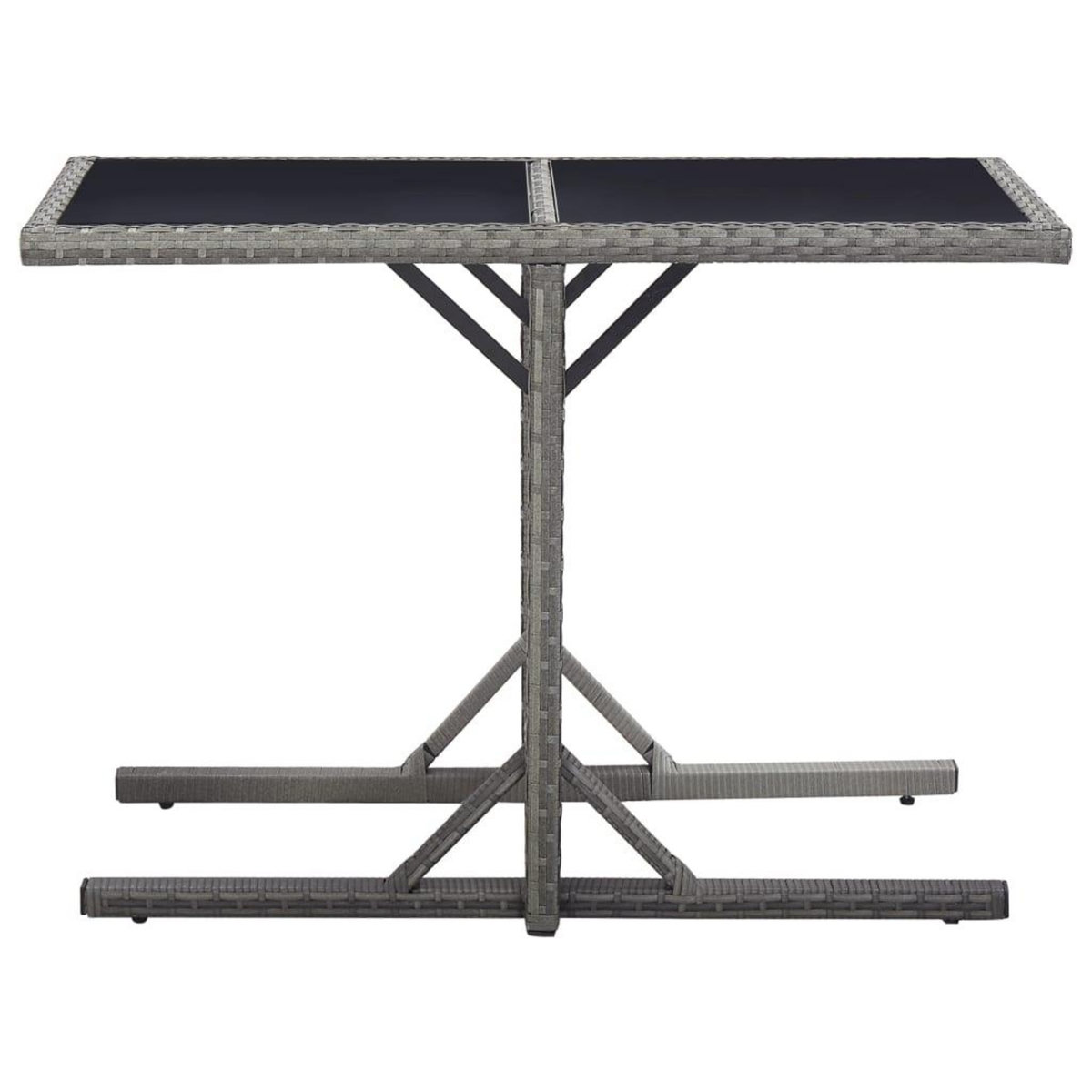 VIDAXL Table de jardin Anthracite 110x53x72 cm Verre et resine tressee