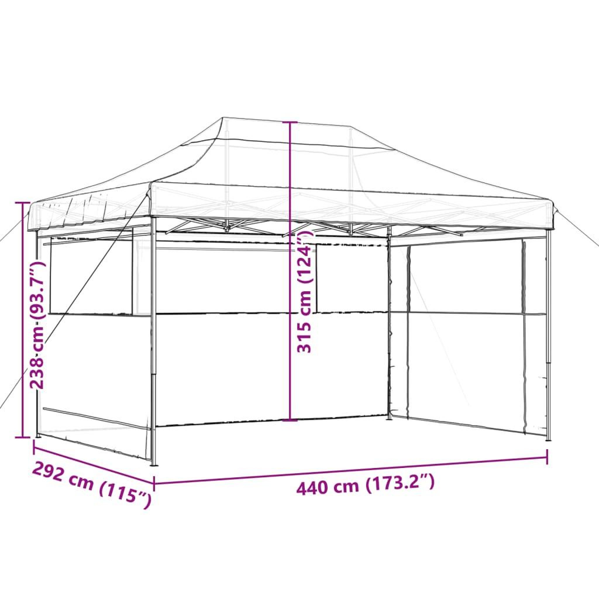 Voir la diapositive 6 : VIDAXL Tente de reception pliable escamotable avec 3 parois laterales