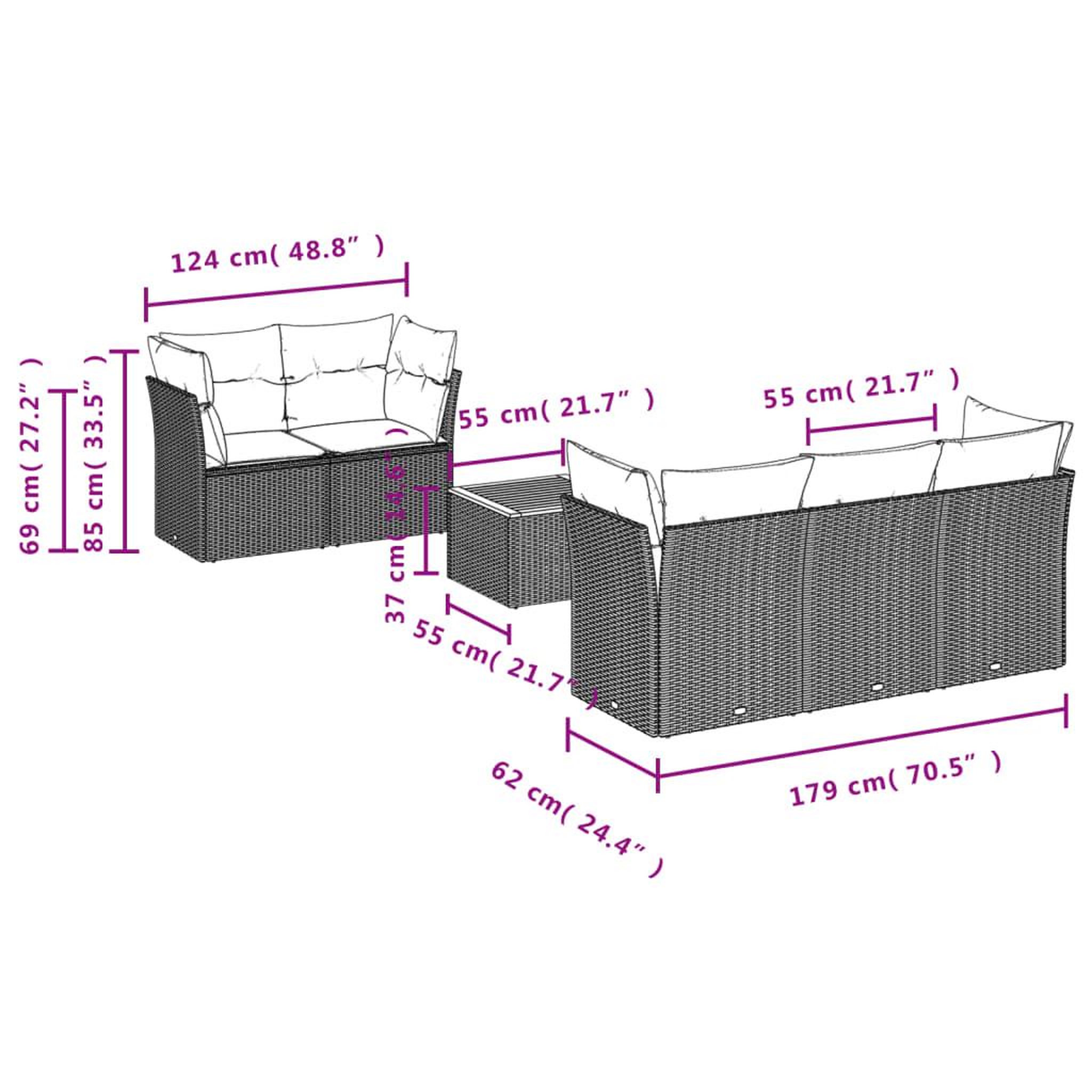 Voir la diapositive 3 : VIDAXL Salon de jardin 6 pcs avec coussins noir resine tressee