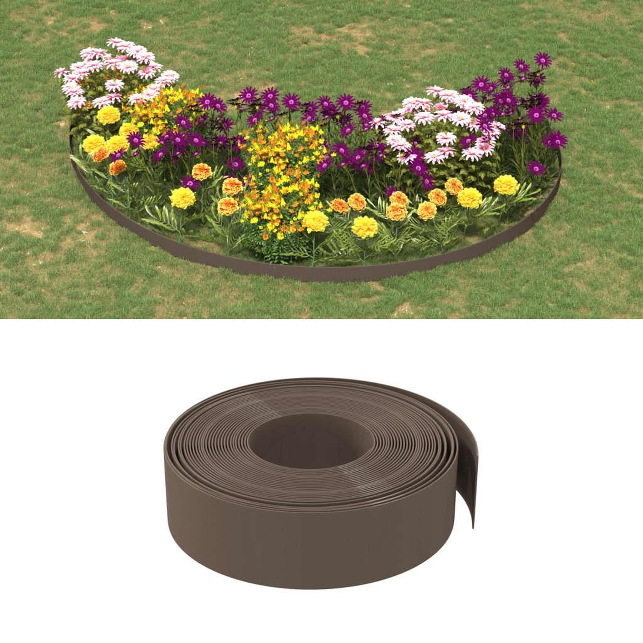 VIDAXL Bordures de jardin 3 pcs marron 10 m 15 cm polyethylene