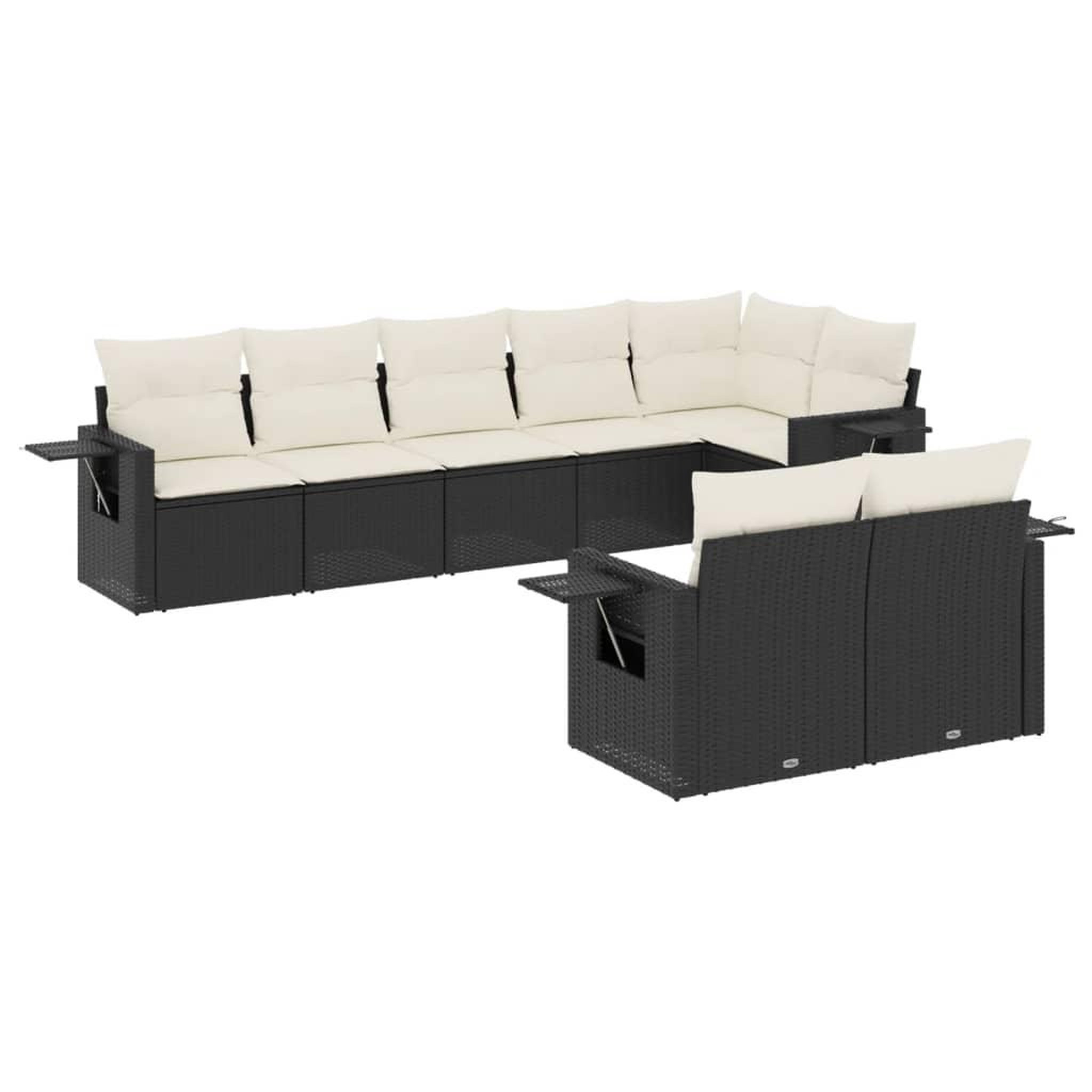Voir la diapositive 2 : VIDAXL Salon de jardin 8 pcs avec coussins noir resine tressee