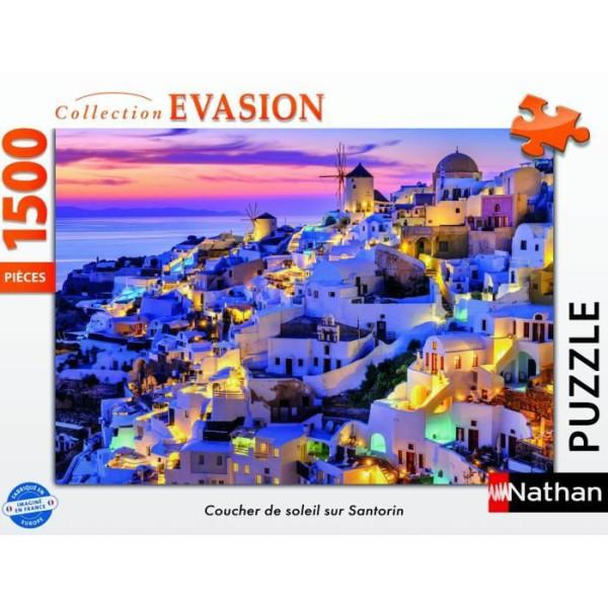 Voir la diapositive 2 : RAVENSBURGER Puzzle 1500 pieces coucher de soleil sur santorin, adultes et enfants des 14 ans, collection évasion, 12001532, nathan