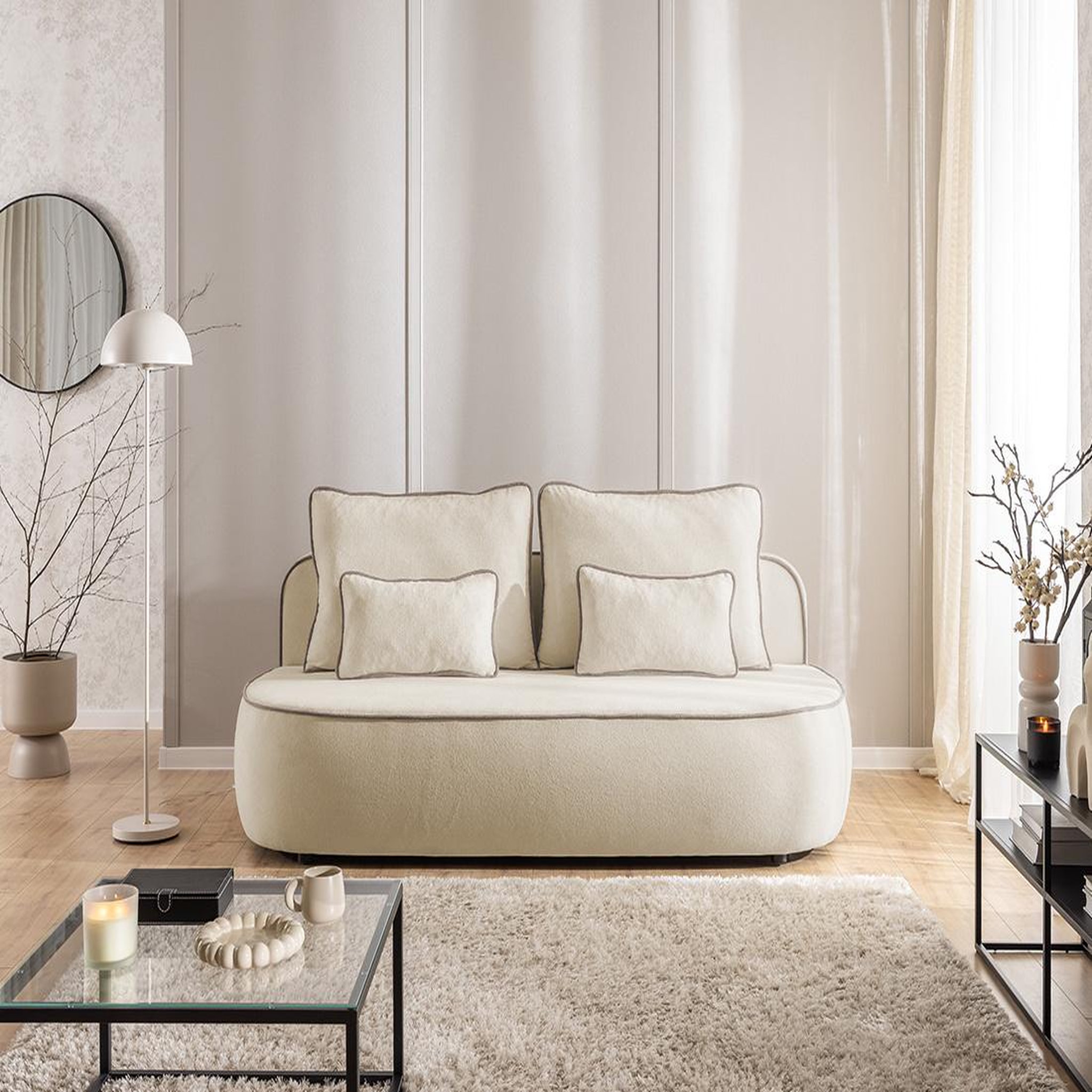 Voir la diapositive 5 : BEST MOBILIER Laurine - canapé droit 3 places convertible avec coffre en velours