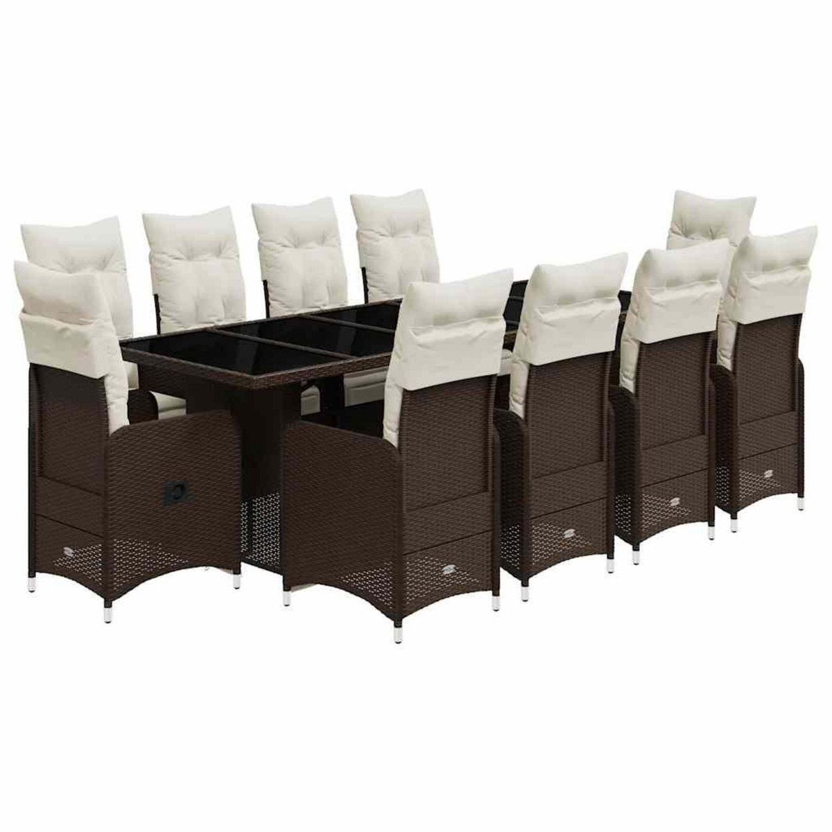VIDAXL Ensemble de bistro de jardin 11 pcs coussins marron poly rotin