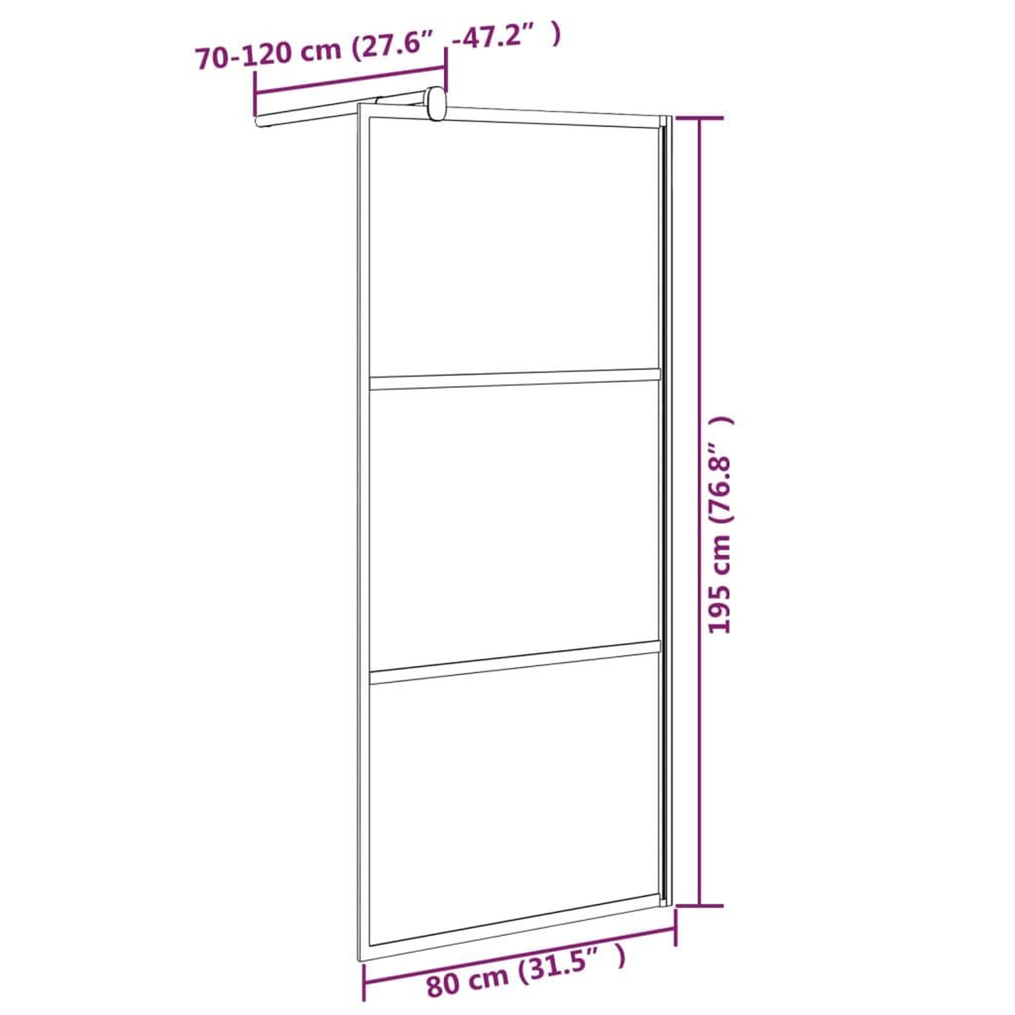 Voir la diapositive 6 : VIDAXL Paroi de douche 80x195 cm Verre ESG depoli Noir